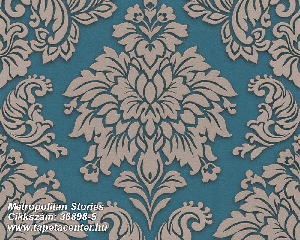 Barokk-klasszikus,csillámos,különleges felületű,bézs-drapp,kék,lemosható,vlies tapéta 